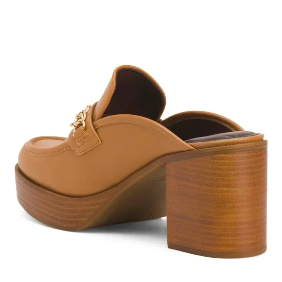 NEW Franco Sarto Tan Katra Clog Block Heel Slip On Platform Mule Size 10 - Picture 11 of 11